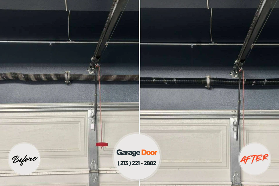 Before and after: garage door repair Yucca Valley, CA